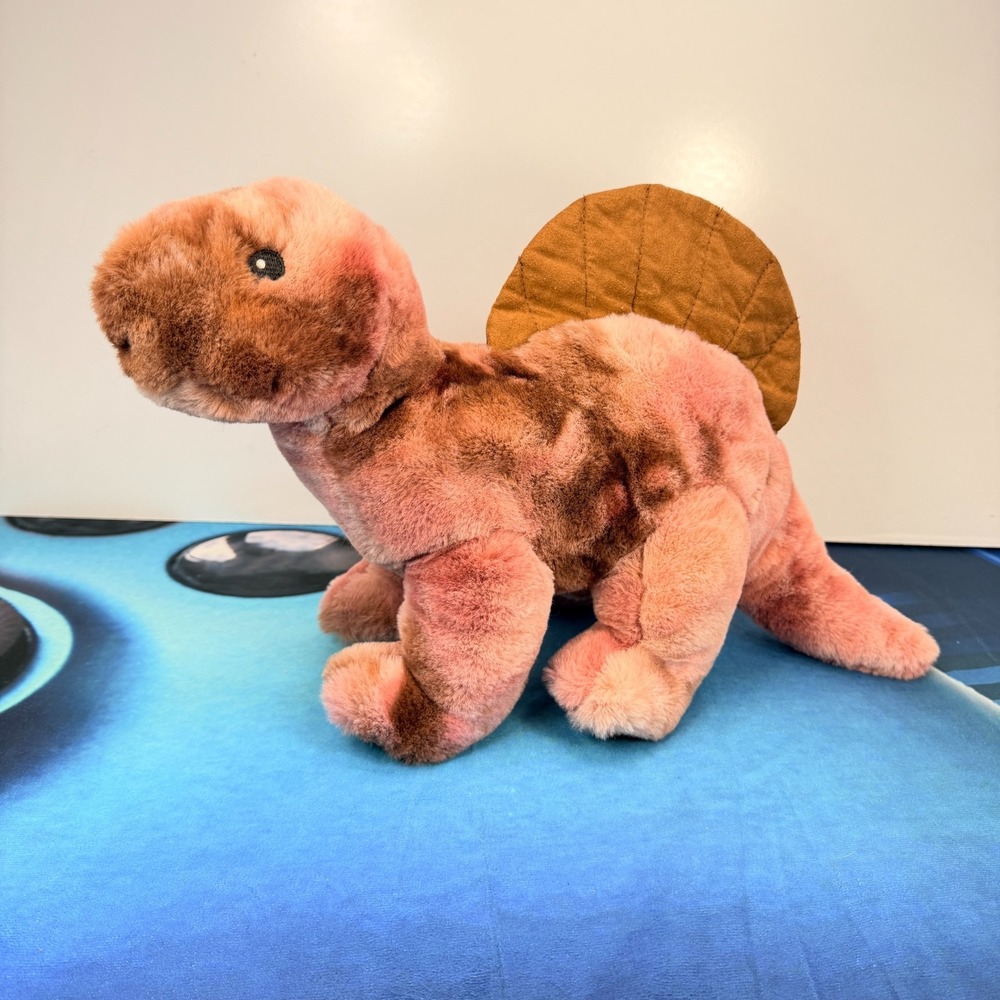 FAO Schwarz Pink Dimetrodon Dinosaur Plush Motorized Lights Sound Roar 15" Toy